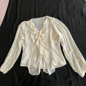 VALERIE STEVENS  dark Ivory/cream 100% silk chiffon blouse a cami